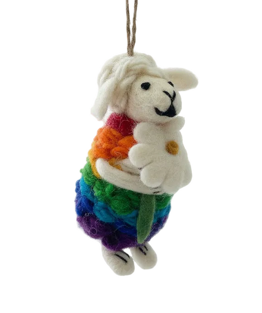 Rainbow Sheep with Flower Ornament RSF