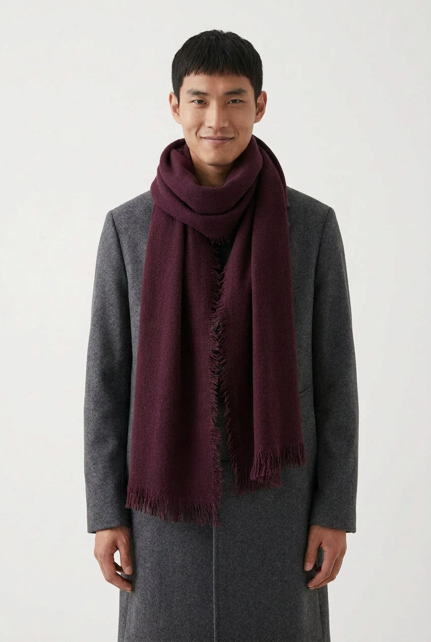 100% Cashmere Felted Shawl - Deep Plum
