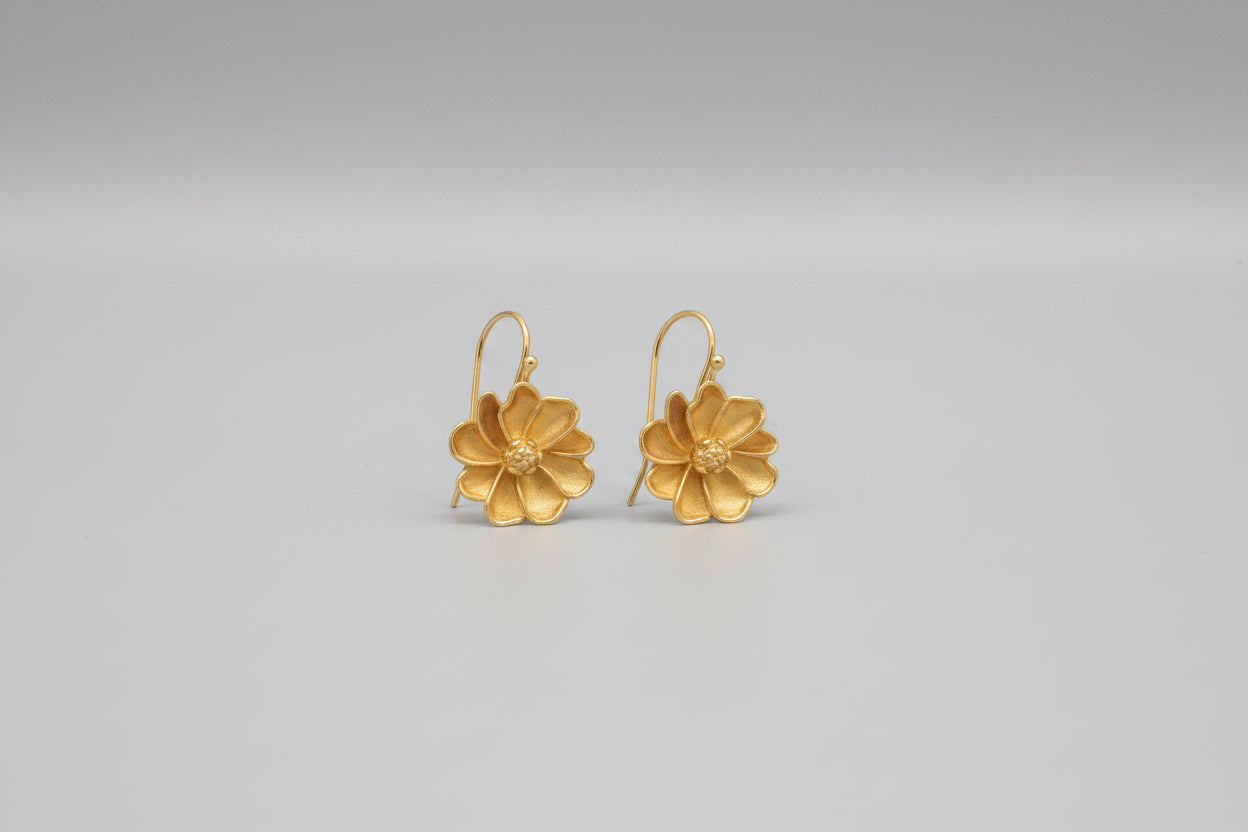 Flower design brass earring