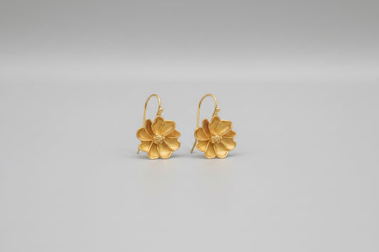 Flower design brass earring