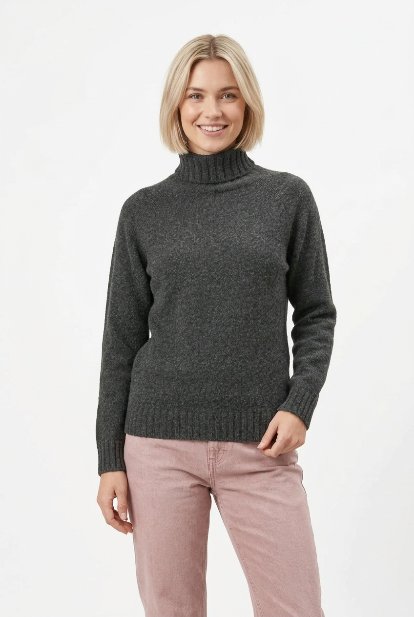100% Pure Cashmere Thick Grey Turtleneck Sweater Unisex