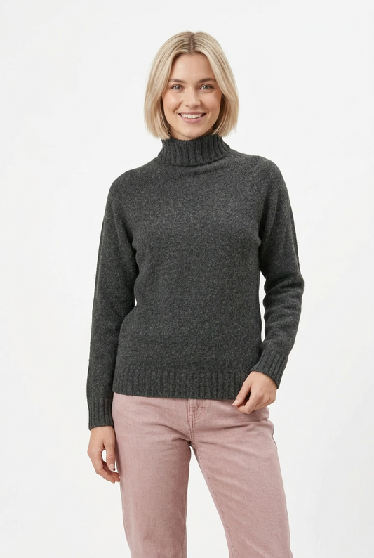 100% Pure Cashmere Thick Grey Turtleneck Sweater Unisex