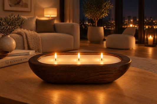Oval 3 Wick Wood Candle (Orange Blossom)