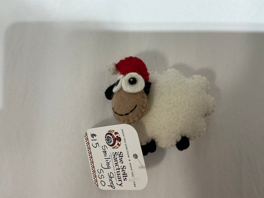 Smiling Red Hat Sheep Ornament