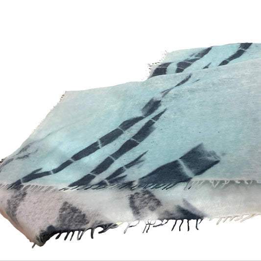 Felted Cashmere Two-Tone Tie Dye Sky Blue Dark Blue