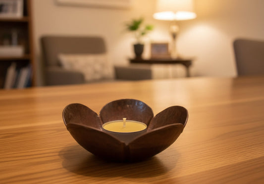Nepal Copper Flower Hand Hammered Candle Holder