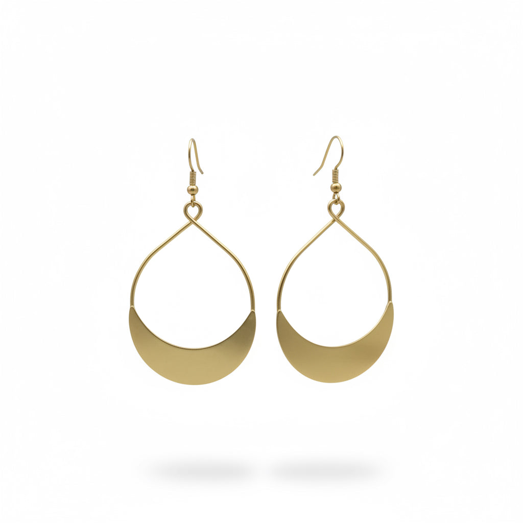 Brass Half Moon Drop Earrings