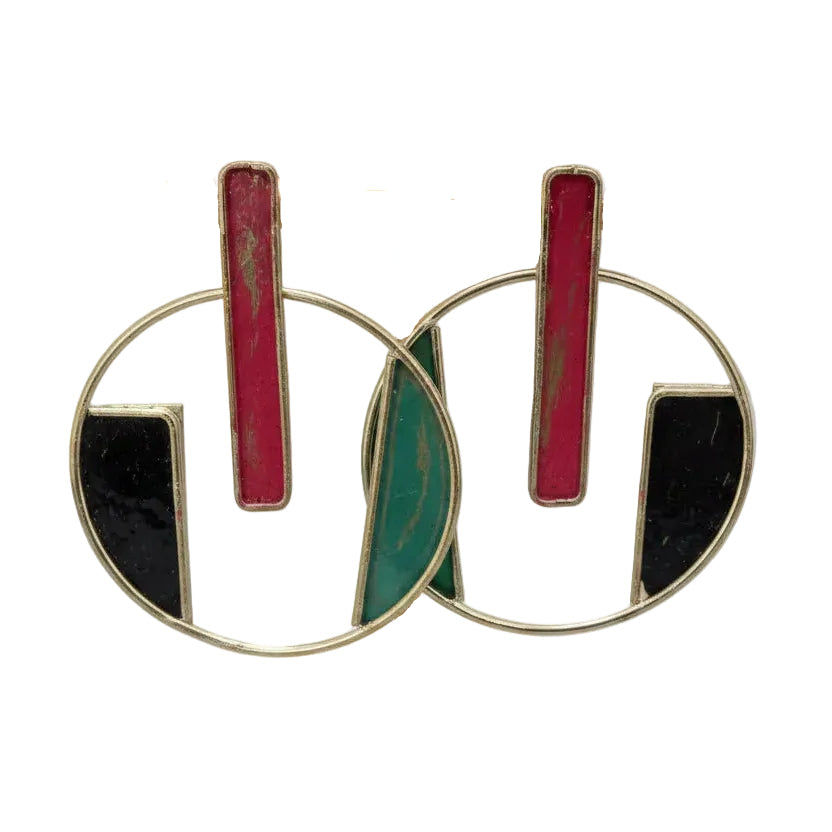 Brass 80s inspired earrings.