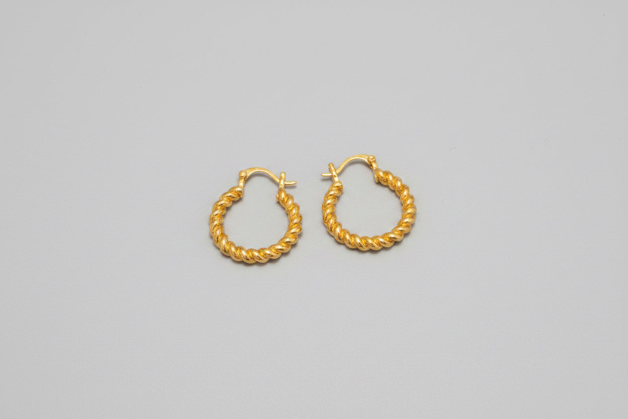 Twisted hoop design brass earring