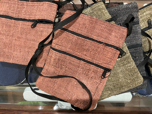 Hemp cross body pouch