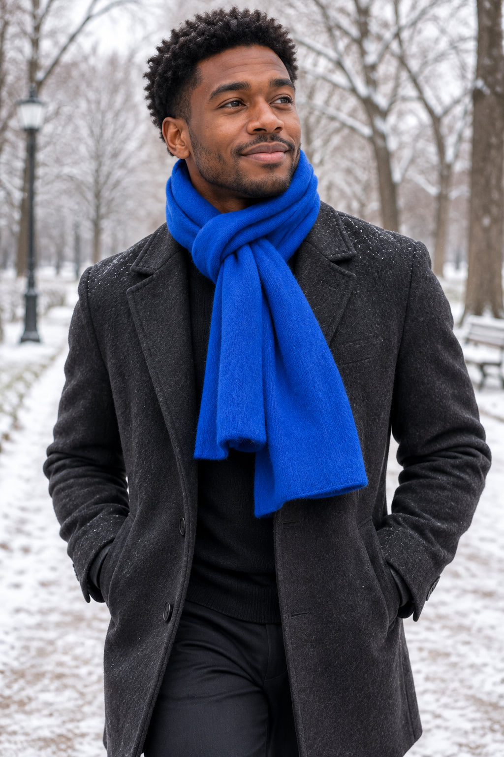 Plush Cashmere Muffler - 100% Pure Double Thick- Dark Saphire