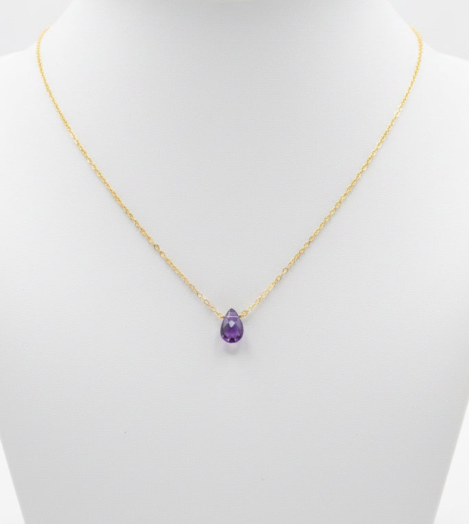 Gold Necklace with Gem Pendant $50