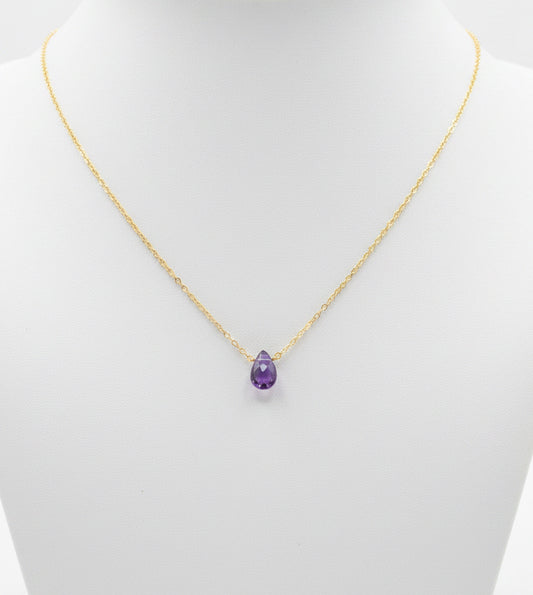 Gold Necklace with Gem Pendant $50