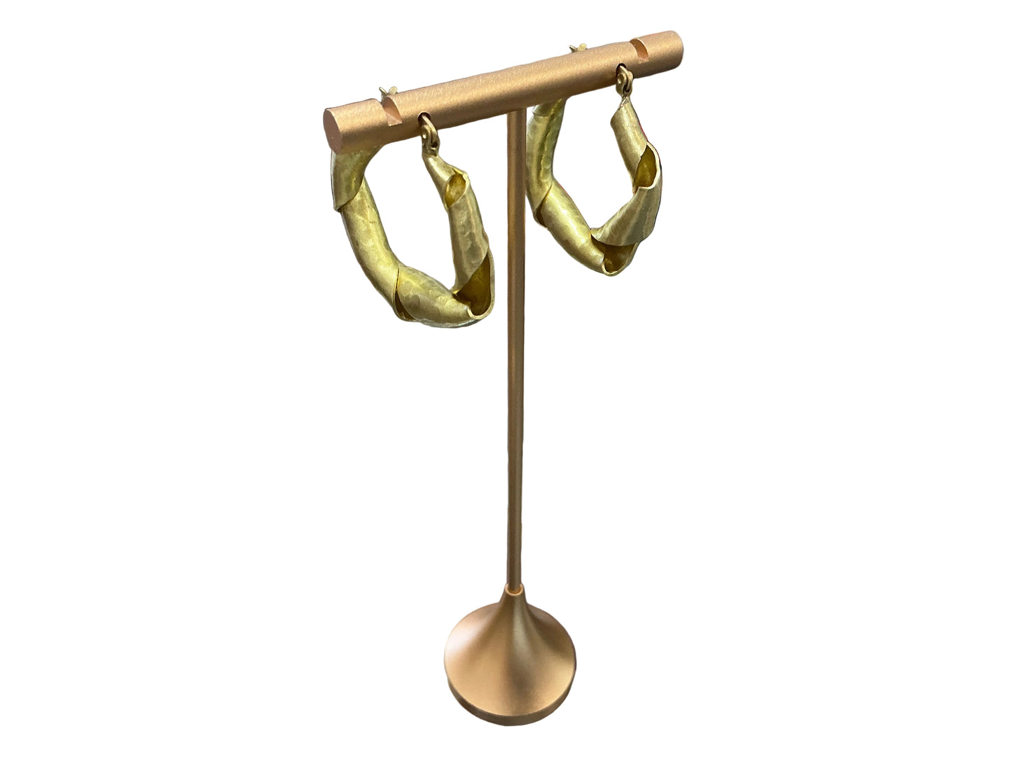 Brass twisted hoop earrings