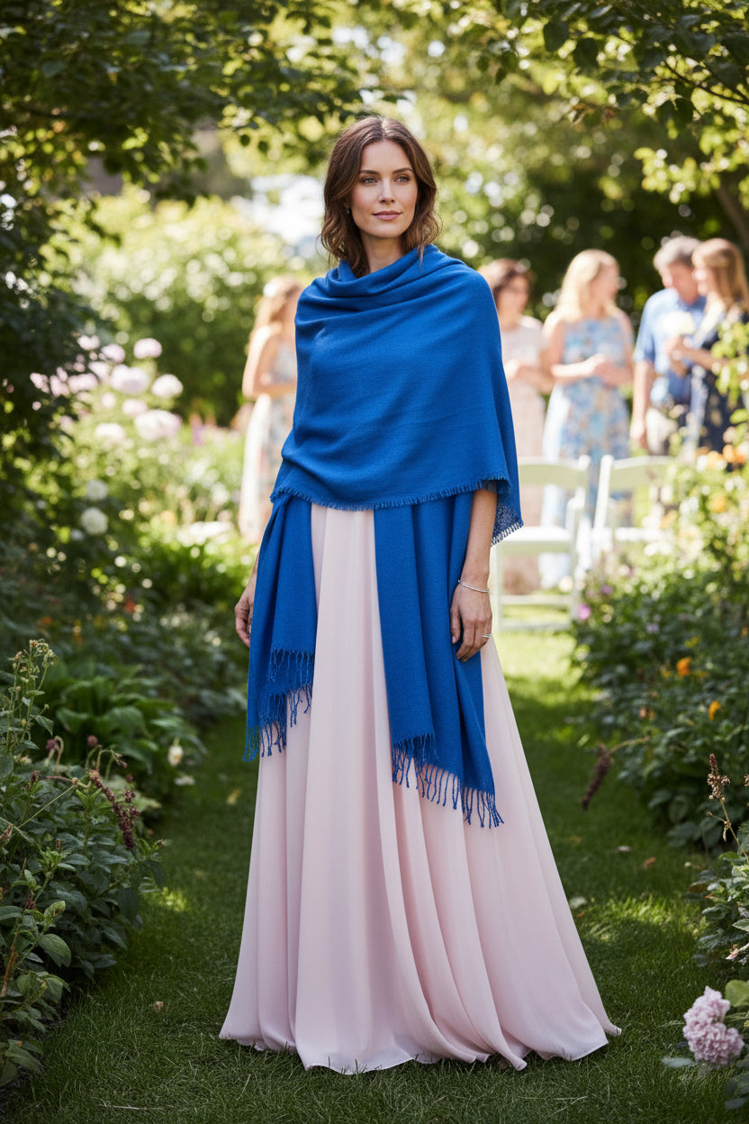100% Cashmere Felted Shawl Blue Lapis