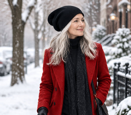 100% Pure Cashmere Hat Black