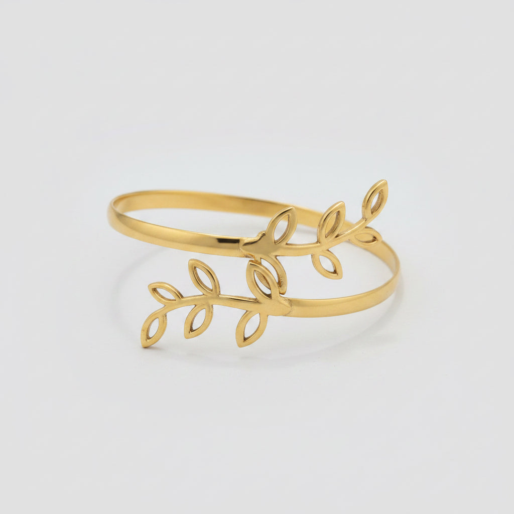 Bracelet brass leaves