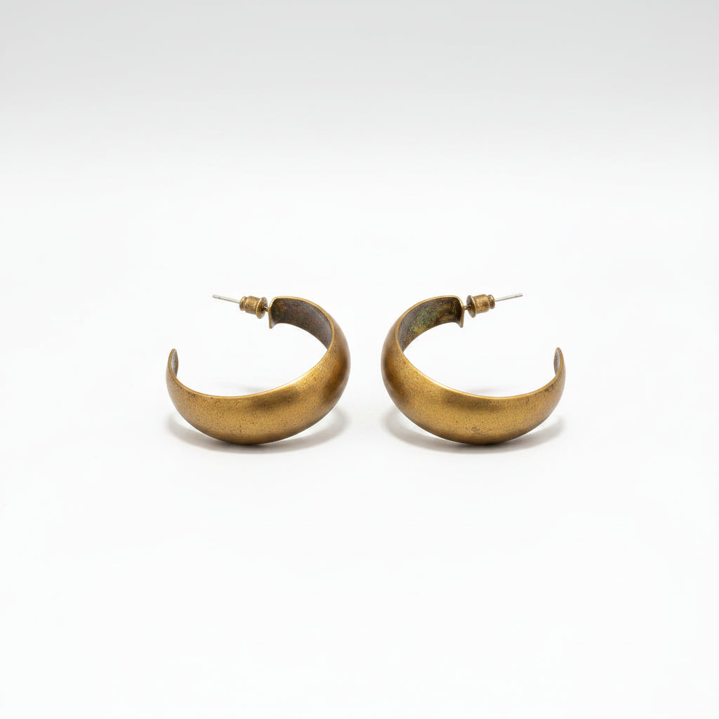 Medium hoop brass earring