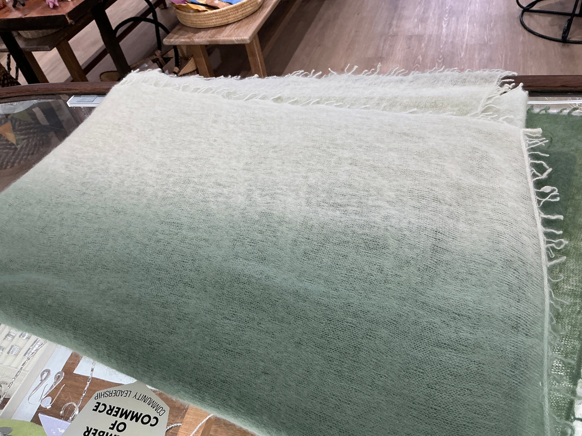 Boutique Hand Woven 100% Pure Cashmere Shawl Mixed Green Ombre