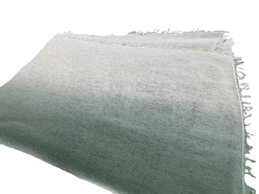 Boutique Hand Woven 100% Pure Cashmere Shawl Mixed Green Ombre