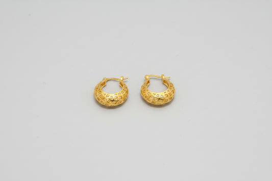 Open weave hoop brass earring