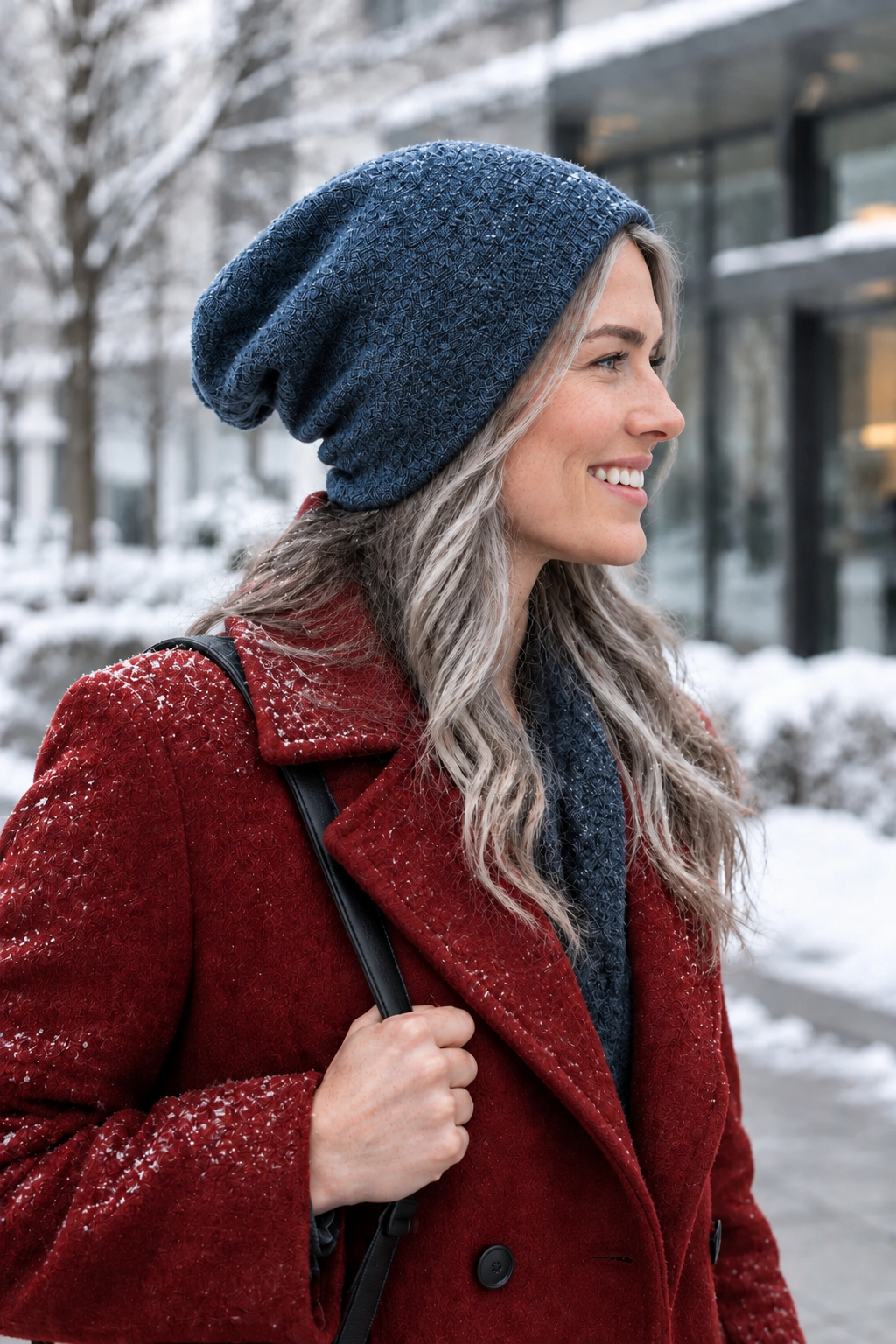 100% Pure Cashmere Hat Blue-Grey Cornflower