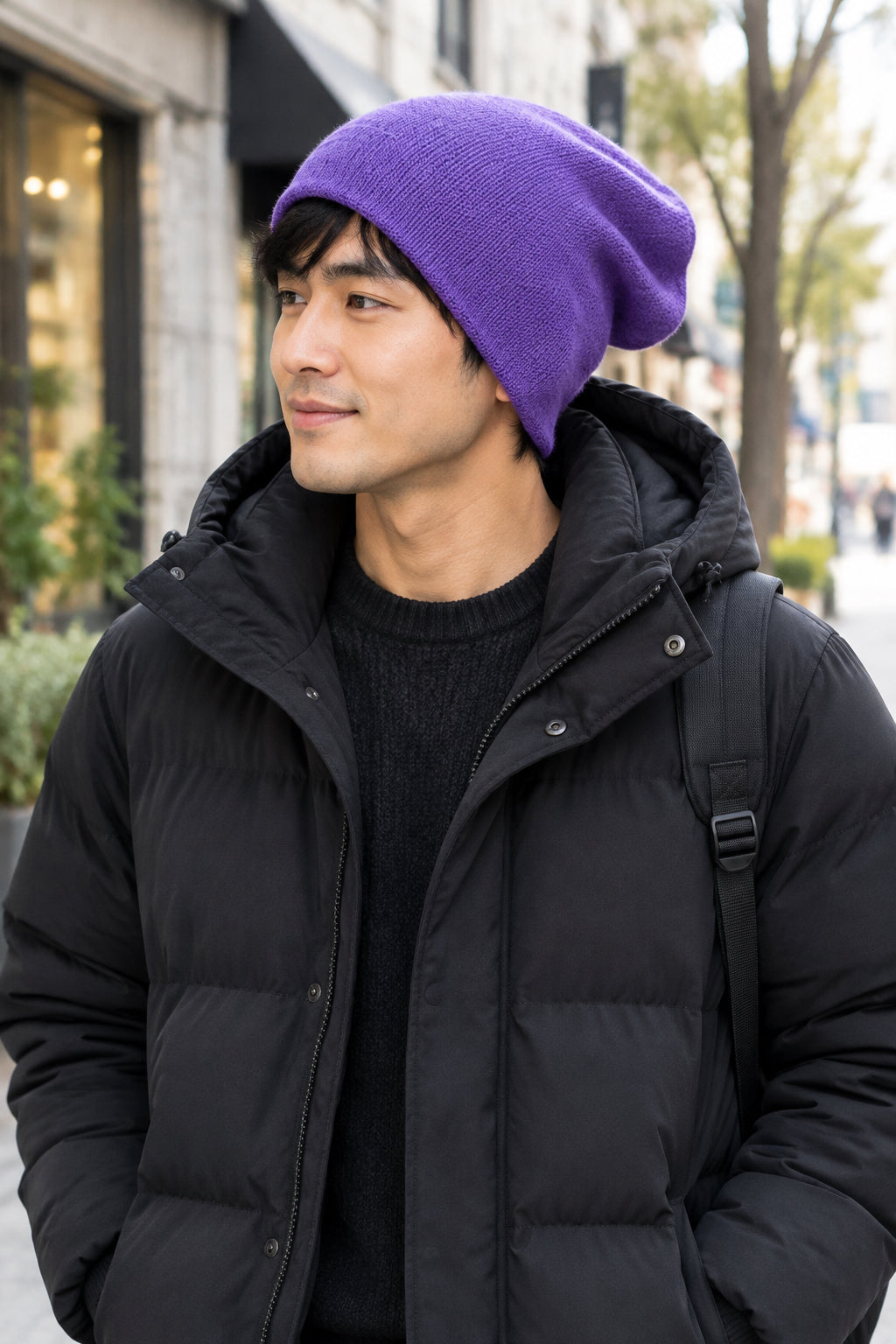 100% Pure Cashmere Hat Dark Purple