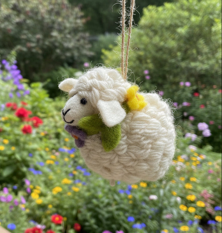 Large Sheep with Flower Wreath
