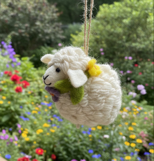 Large Sheep with Flower Wreath