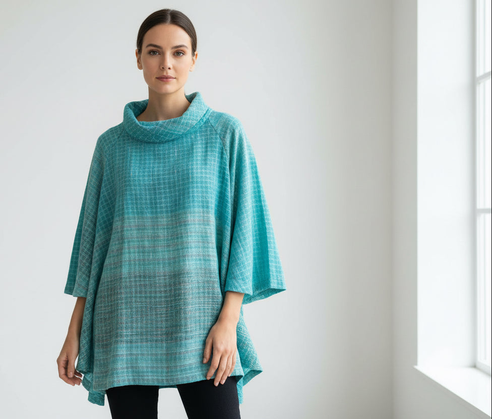 Woven Cotton Butterfly Tunic Aqua