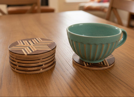 Set of 6 Wood Coasters - FairTrade Nepal