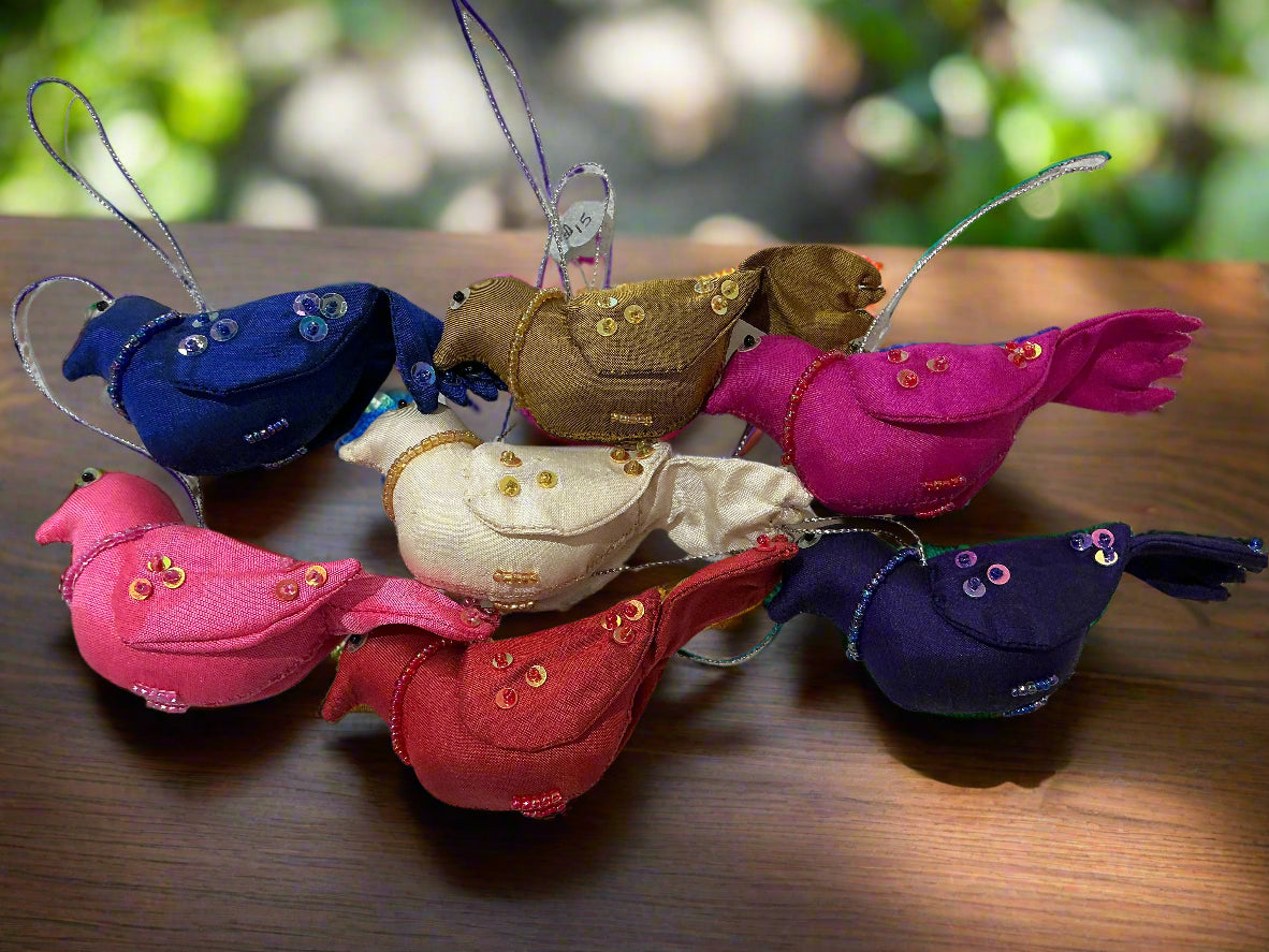 Silk Bird Ornaments