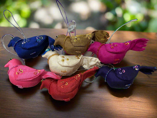 Silk Bird Ornaments