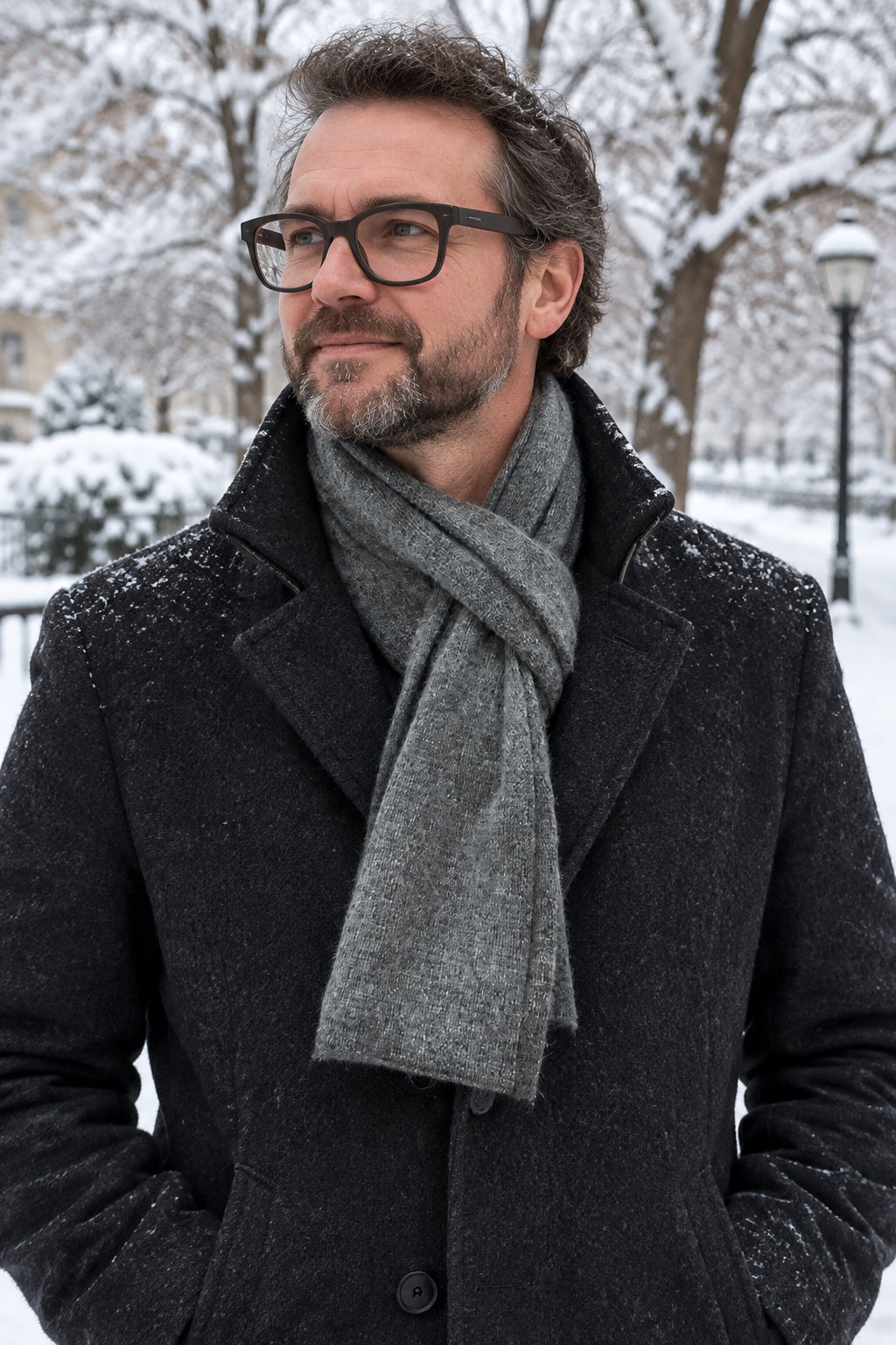 Plush Cashmere Muffler - 100% Pure Double Thick Charcoal