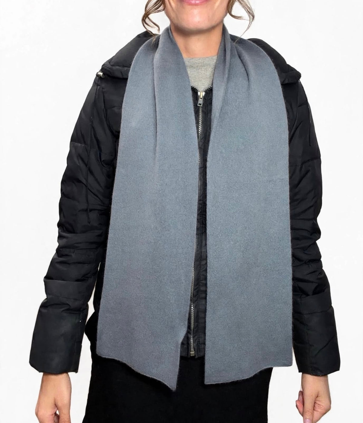 Plush Cashmere Muffler - 100% Pure Double Thick-  Blue Grey