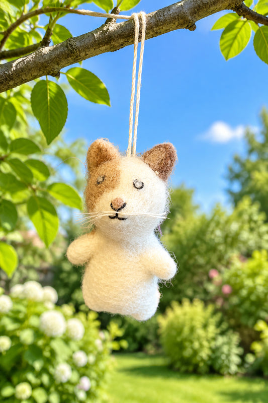Mini Light Beige Tabby Cat Ornament